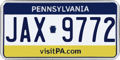 PA license plate JAX9772