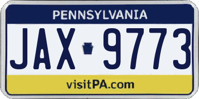 PA license plate JAX9773