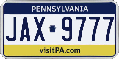 PA license plate JAX9777
