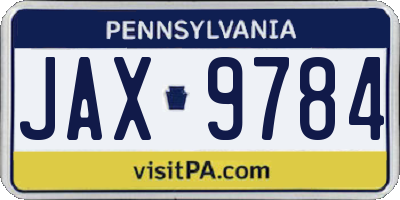 PA license plate JAX9784