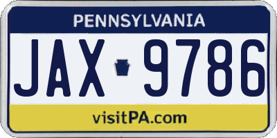PA license plate JAX9786