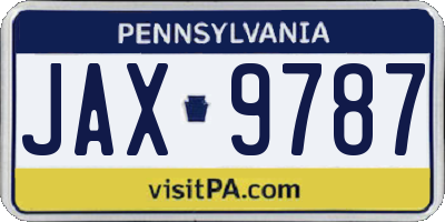 PA license plate JAX9787