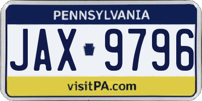 PA license plate JAX9796
