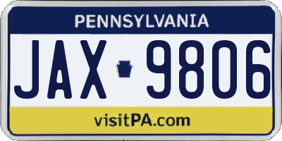 PA license plate JAX9806