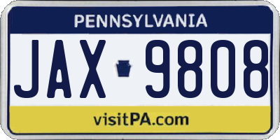 PA license plate JAX9808