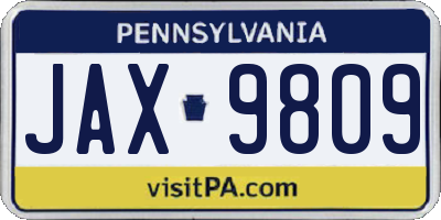 PA license plate JAX9809