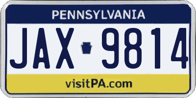 PA license plate JAX9814
