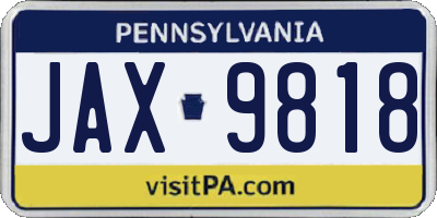 PA license plate JAX9818