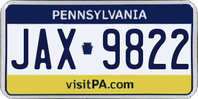 PA license plate JAX9822