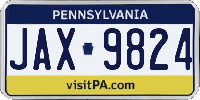 PA license plate JAX9824