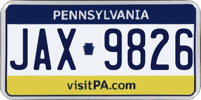 PA license plate JAX9826