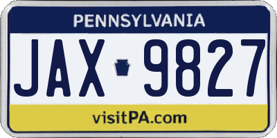 PA license plate JAX9827