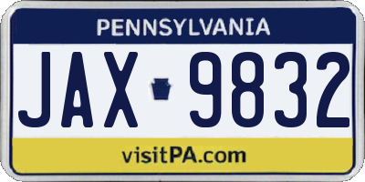 PA license plate JAX9832