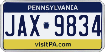 PA license plate JAX9834