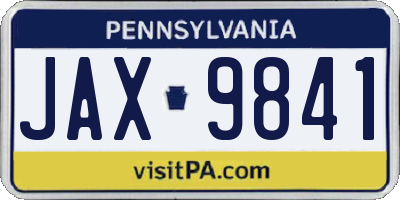 PA license plate JAX9841