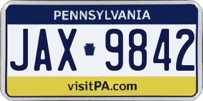 PA license plate JAX9842