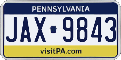 PA license plate JAX9843