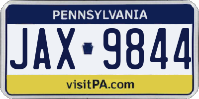 PA license plate JAX9844