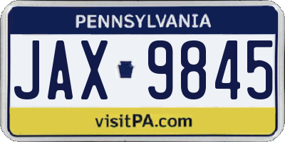 PA license plate JAX9845