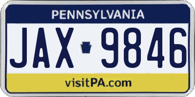 PA license plate JAX9846