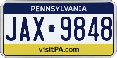PA license plate JAX9848