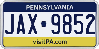 PA license plate JAX9852