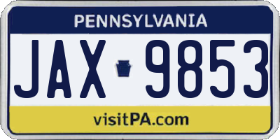 PA license plate JAX9853