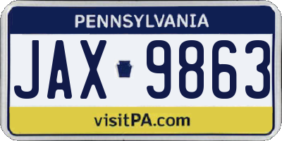 PA license plate JAX9863