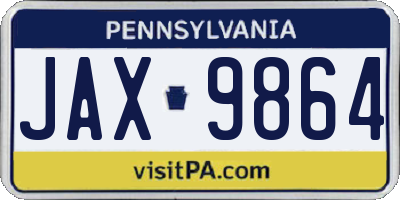 PA license plate JAX9864