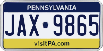 PA license plate JAX9865