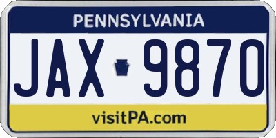 PA license plate JAX9870