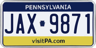 PA license plate JAX9871