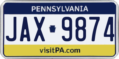 PA license plate JAX9874