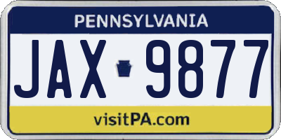 PA license plate JAX9877