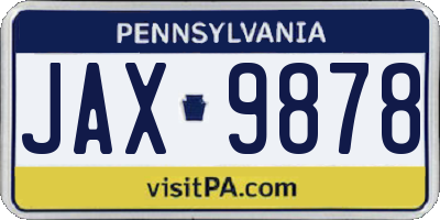 PA license plate JAX9878
