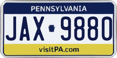PA license plate JAX9880