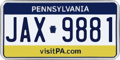 PA license plate JAX9881