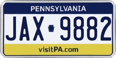 PA license plate JAX9882