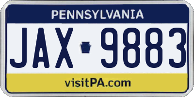 PA license plate JAX9883