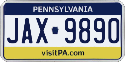 PA license plate JAX9890