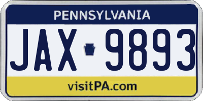 PA license plate JAX9893