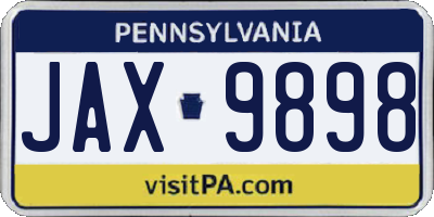 PA license plate JAX9898