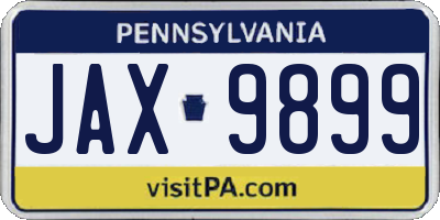 PA license plate JAX9899