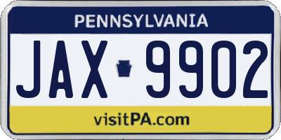 PA license plate JAX9902