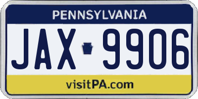 PA license plate JAX9906