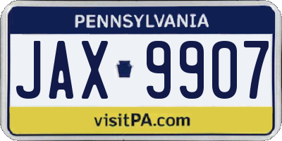PA license plate JAX9907