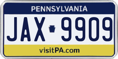 PA license plate JAX9909