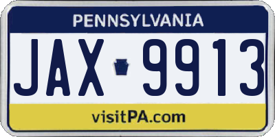 PA license plate JAX9913