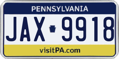 PA license plate JAX9918
