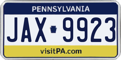 PA license plate JAX9923